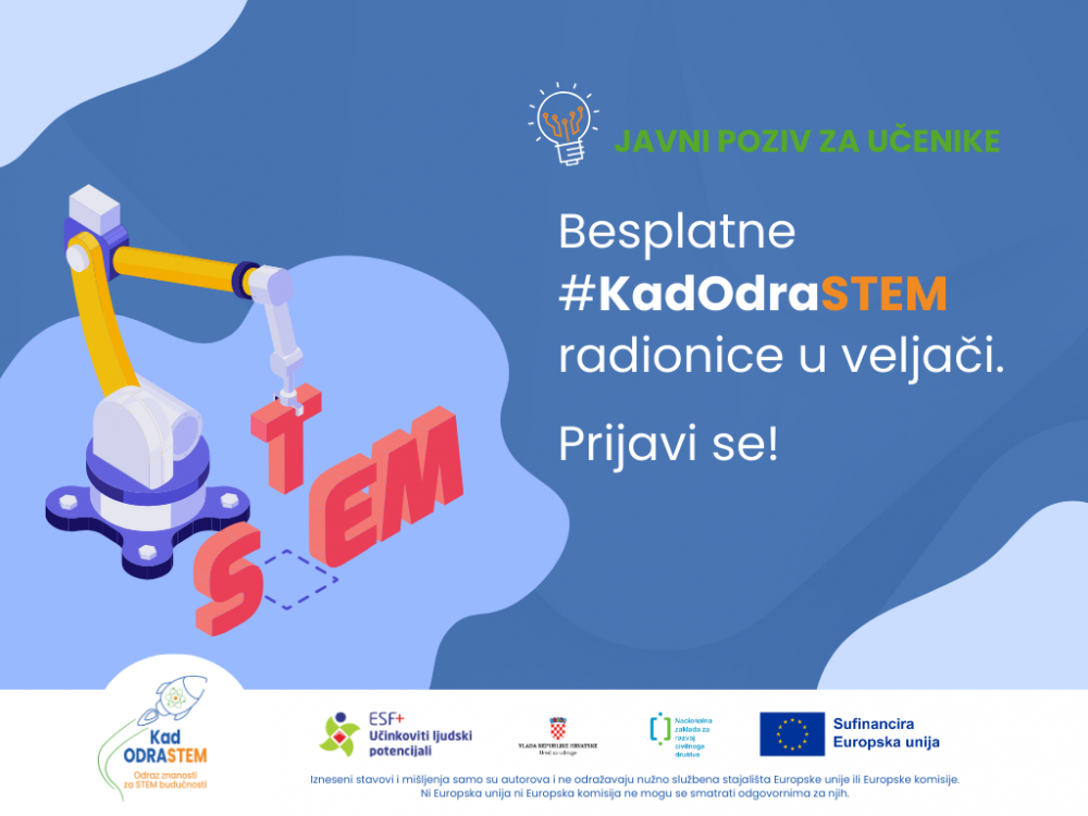 [Javni poziv za učenike] Besplatne #KadOdraSTEM radionice u veljači