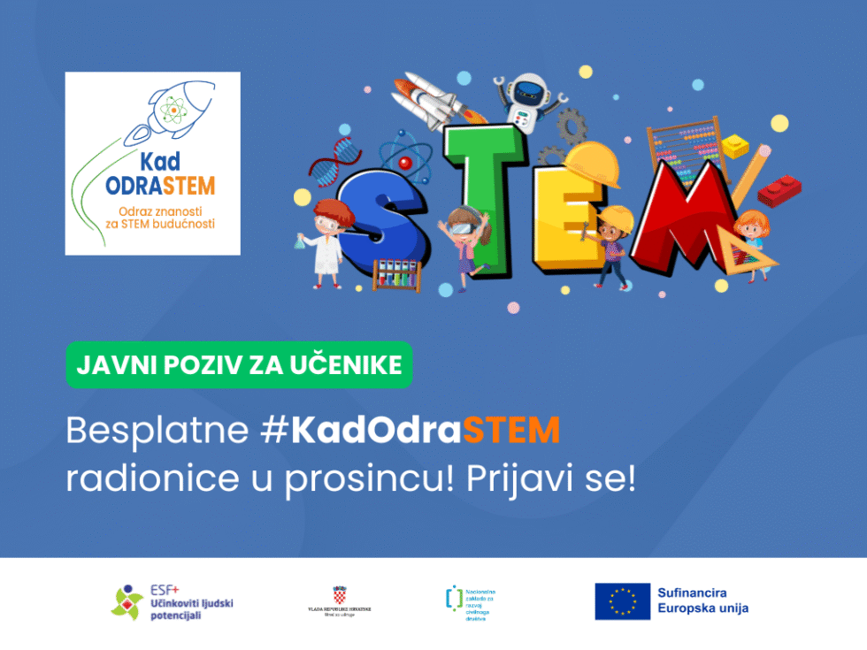 [Javni poziv za učenike] Besplatne #KadOdraSTEM radionice u prosincu