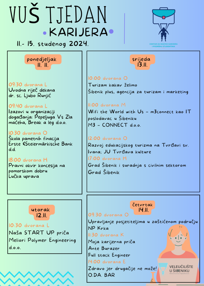 VUŠ Tjedan karijera započinje u ponedjeljak 11. studenog
